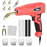 Plastic Repair Kit Hot Stapler & Iron Plastic Welding Kit 2in1 for Car Bumper Fender Kajak Repairs,100W Plastic Welder Kit with 400 Hot Staples, Plastic Welding Rods, Wire Mesh, Smoothing Iron etc.