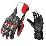 WMW WALI MOTO WEAR Herren Motorrad Lederhandschuhe Motorrad Racing Gepanzerter Schutzhandschuh Perfekter Griff Langlebige Handschuhe (rot, L, Rechts)