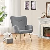 Yaheetech Esszimmerstuhl Relaxsessel Lehnstühle Polstersessel Sessel Ohrensessel für Schminktisch & Wohnzimmer, grau