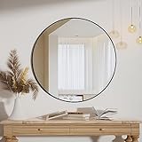 Koonmi 50cm Spiegel Rund Schwarz Runder Spiegel Wandspiegel mit Rahmen aus Aluminiumlegierung für Badezimmer, Waschtisch, Wohnzimmer, Schlafzimmer, Eingang Wanddekoration