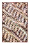 CASAVANI Collection Quadratischer Teppich – 90 x 90 cm, mehrfarbig, geflochten, Chindi-Baumwolle, Jute-Teppich, geometrischer Kelim-Teppich, für drinnen und draußen, Flachgewebe-Teppiche für