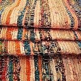 Handgefertigter, dekorativer Flickenteppich, Chindi-Teppich, mehrfarbig, 150 x 90 cm beige