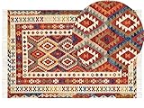 Kelim-Teppich Wolle bunt 160 x 230 cm handgewebt geometrisches Muster Oshakan